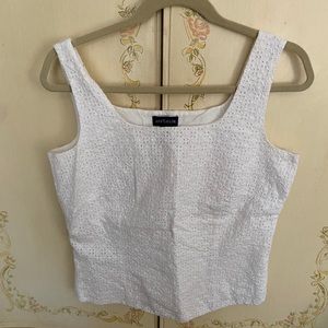 Ann Taylor Vintage White Sleeveless Shirt